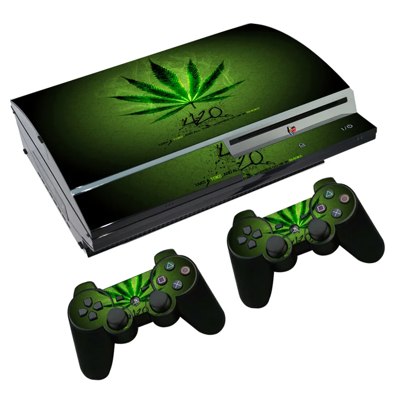 

Green Leaf Weed Skin Sticker Decal for PS3 Fat PlayStation 3 Console and Controllers For PS3 Skins Sticker Vinyl Film