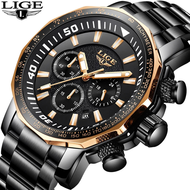

Relojes Hombre 2018 New LIGE Fashion Mens Watches Luxury Brand Business Quartz Watch Men Sports Waterproof Big Dial Male Watch