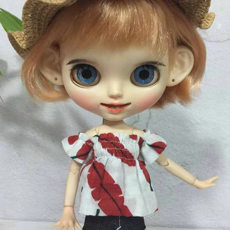 Новая симпатичная одежда для кукол Blyth dolls, рубашка на плоских плечах, Топы без бретелек, модные шорты для кукол kurhn 1/6, аксессуары