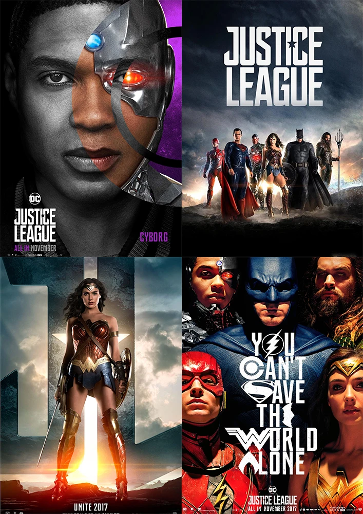 

Justice League Poster Clear Image Wall Stickers Home Decoration High Quality Prints White Coated Paper home art Brand