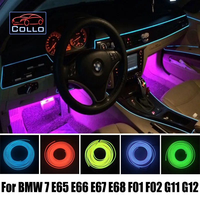 

Flexible Neon Cold Light EL Wire / For BMW 7 E38 E65 E66 E67 E68 F01 F02 G11 G12 / Car Console Decorative Strip / 9 Meter A Set