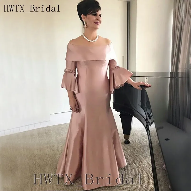 

Plus Size Mermaid Mother of the Bride Dresses 2018 Off Shoulder Long Sleeves Formal Evening Party Gowns Wedding Guest Prom Dress