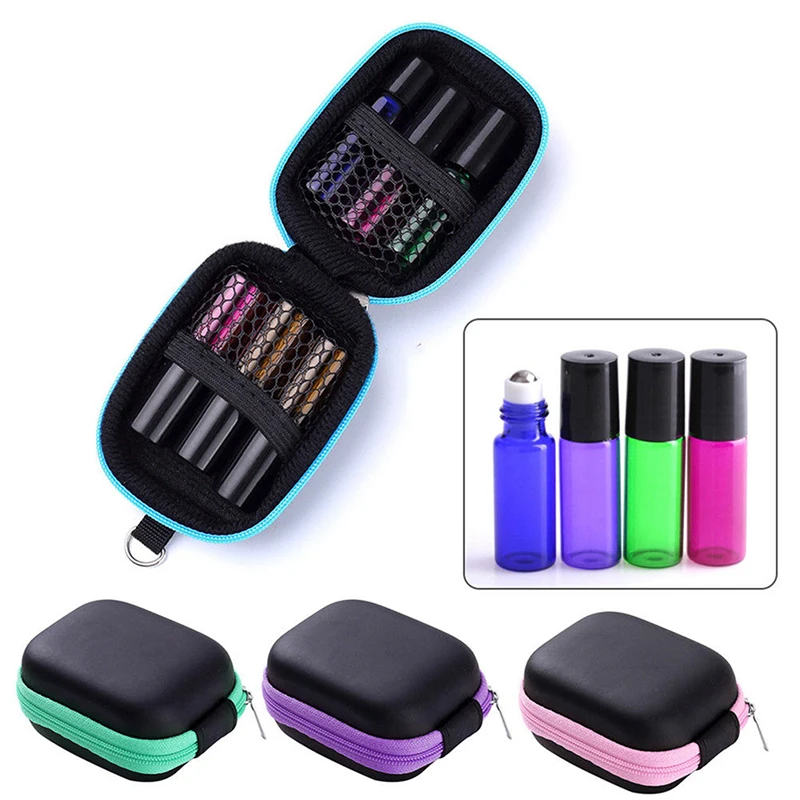 6 Bottles 5ml Essential Oil Bottle Carry Case Protects EVA Holder Zipper Design Shockproof Durable Travel Storage Bag