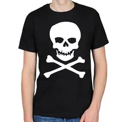 Череп и скрещенные кости пиратский флаг татуировки боди-арт Панк Битник Мужская футболка