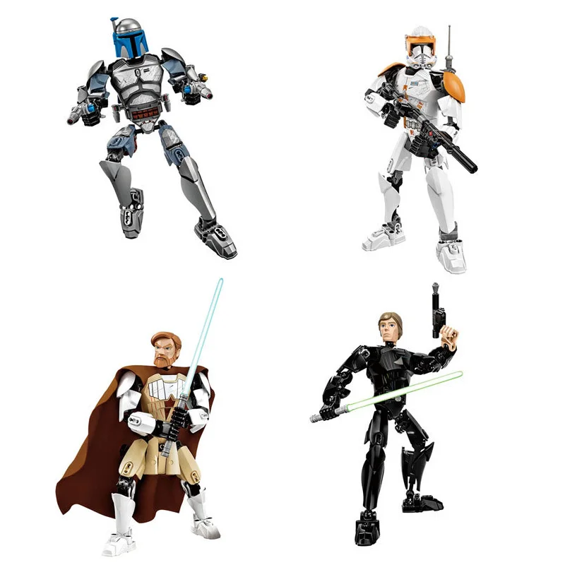 

Space star wars action figure Jango Fett Clone Cody Luke Skywalker Obi-Wan building block model bricks 75107-75110 toys for boys