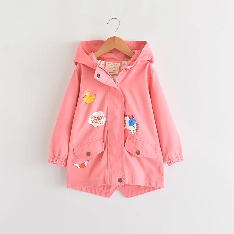 Buy Kids Girl Hooded Trench Coat Cartoon Girls
