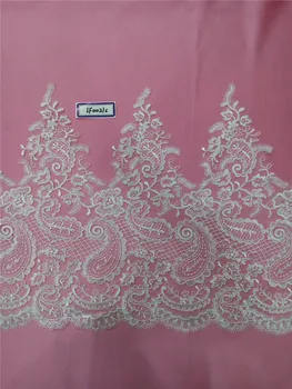 

2017 new design DIY Sewing Accessories iovry Embroidered Lace Trim Tulle Lace Trim Embroidery for wedding