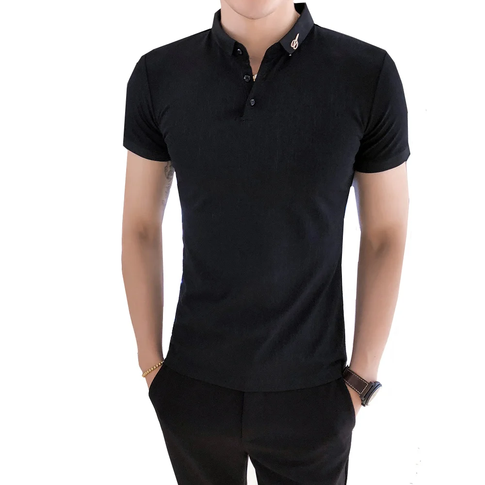 

Summer New Men's Polo Shirt Cotton Short Sleeve shirt Solid Slim fit trend Lapel Polo Shirt Casual Breathable Sportswear Tops