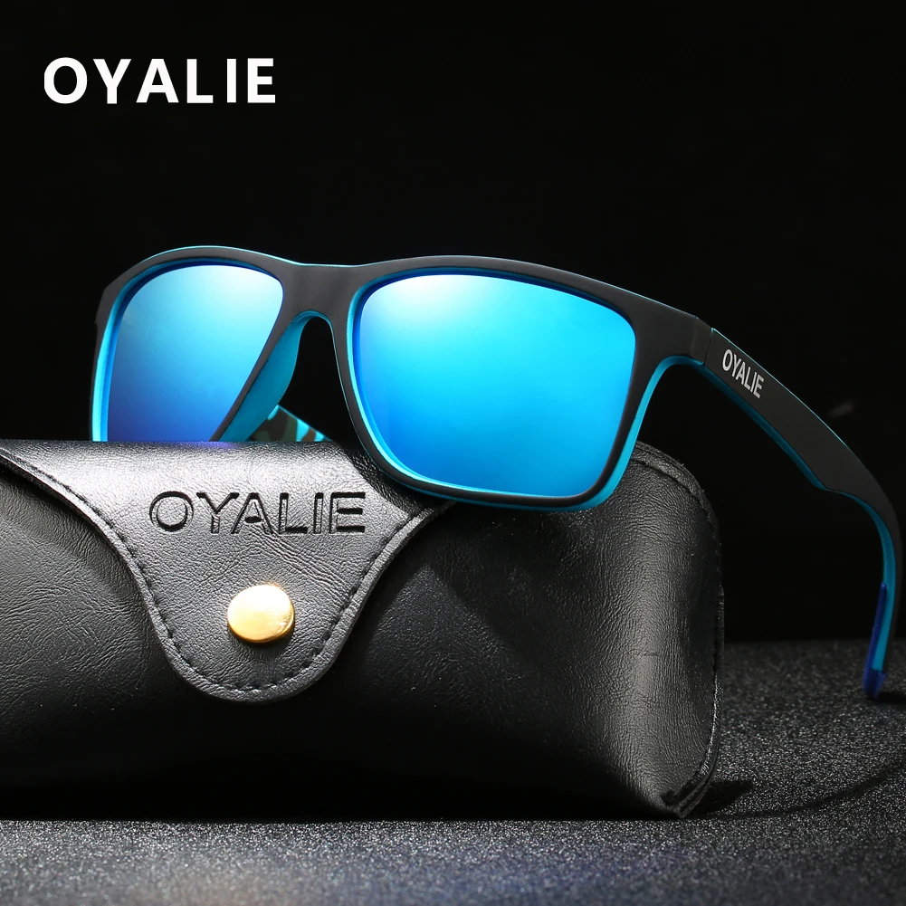 

OYALIE Polaroid Sunglasses Unisex Square Vintage Sun Glasses Sport Sunglases Polarized Sunglasses Feminino for Women Men Case