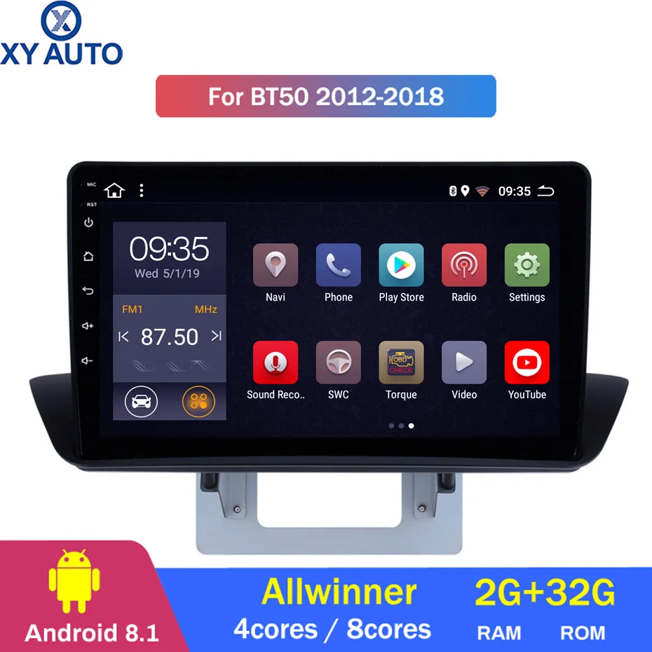 Cheap 9 inch 2.5D IPS HD multi-touch screen Android8.1 2G RAM 32G ROM NAVI for Mazda BT-50 2012-2018 with Bluetooth USB WIFI SWC 0