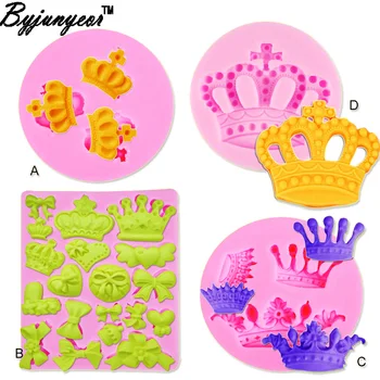

Byjunyeor 4PCS Small Crowns Design UV Resin Silicone Mold Fondant Chocolate Candy Lollipop Crystal Epoxy Soft Clay Bake Tool