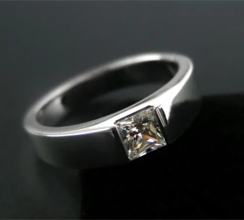 THREEMAN проверенный на подлинность! Solid 14KT Золотое кольцо 0,5 CT Принцесса Solitaire Moissanite кольцо для женщин обещание ювелирные украшения Брак