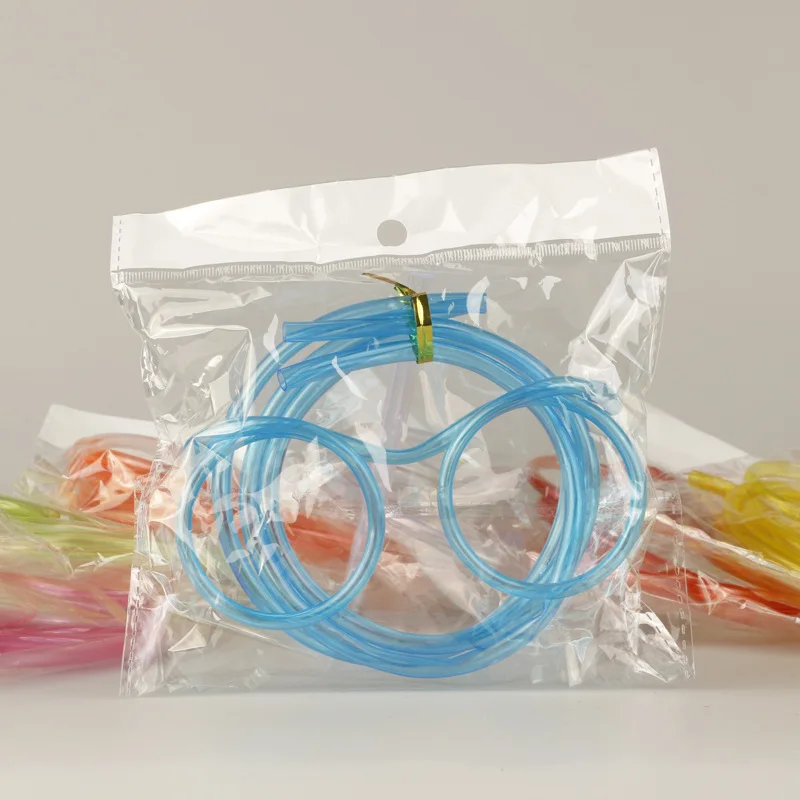 Забавные мягкие пластиковые Соломенные Игрушки для детей, забавные очки, гибкие игрушки для питья, вечерние трубчатые инструменты для приколов, детские игрушки для дня рождения - Цвет: Blue