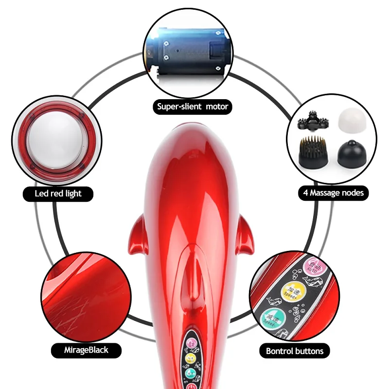 LUYAO 6в1 Электрический Дельфин Ручной Массажер вибрирующий инфракрасный массаж шеи спины ног молоток роликовый расслабляющий массаж здоровья палка