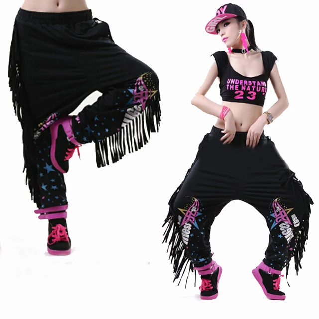 2017 JAZZ Costume Women's Baggy Harem Hip Hop Dance Pants Tassels ...