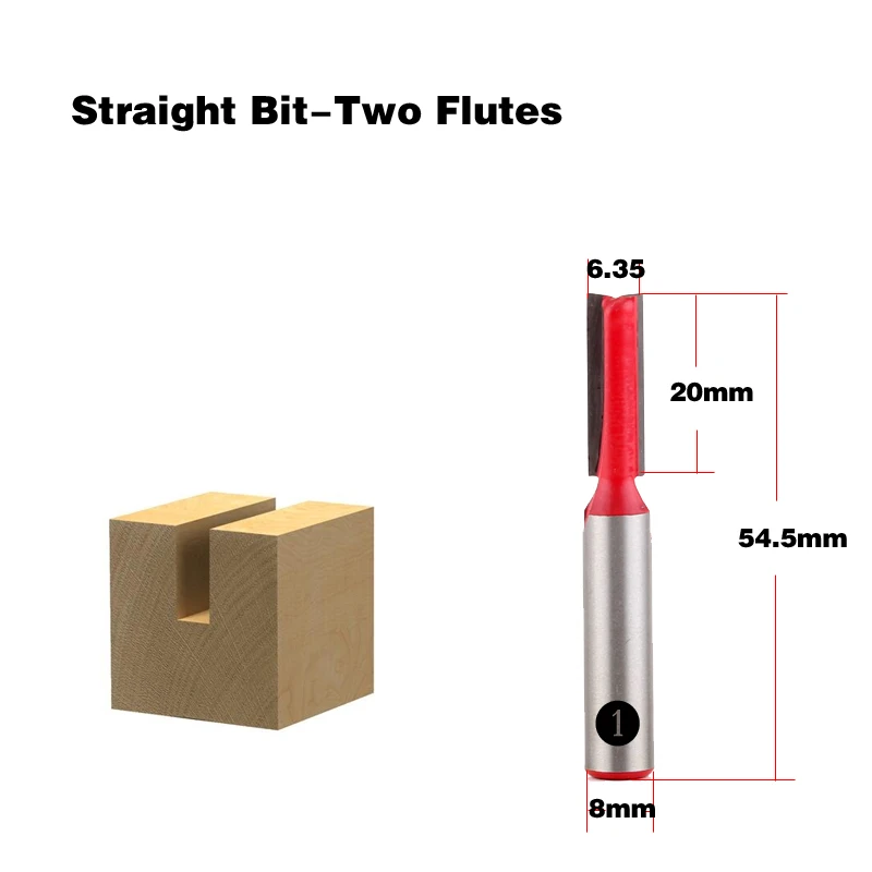 1 шт. 8 мм хвостовик Высокое качество короткий прямой/Dado маршрутизатор Набор бит 1/", 3/8", 1/", 1/2" Диаметр древесины режущий инструмент-Chwjw - Длина режущей кромки: 1NO(1)