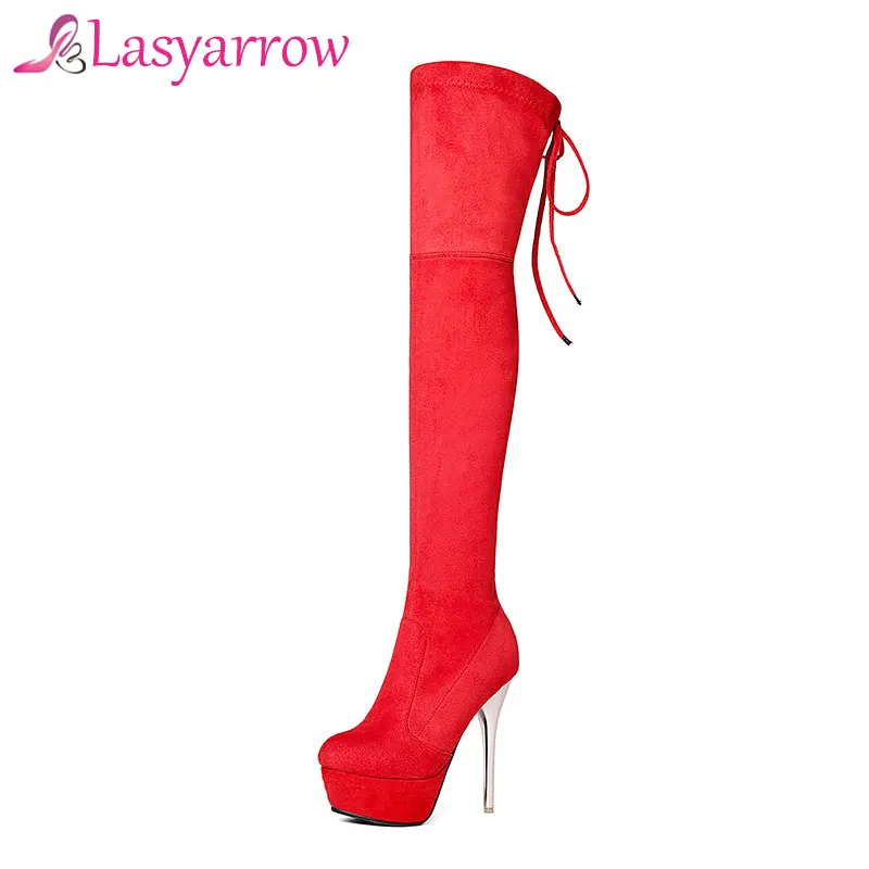 Lasyarrow Suede Slim Boots Sexy over the knee high women Knight boots women's fashion heels thigh high boots shoes woman RM079 hot fashion solid concise suede slim thigh high women boots over the knee winter high heels woman shoes