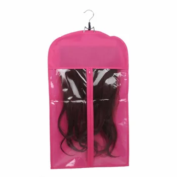 

50 pcs Pink Black Hair Extension Carrier Storage Hair Extension Suit Case Bag and Hanger Wig Stands with Logo Customized