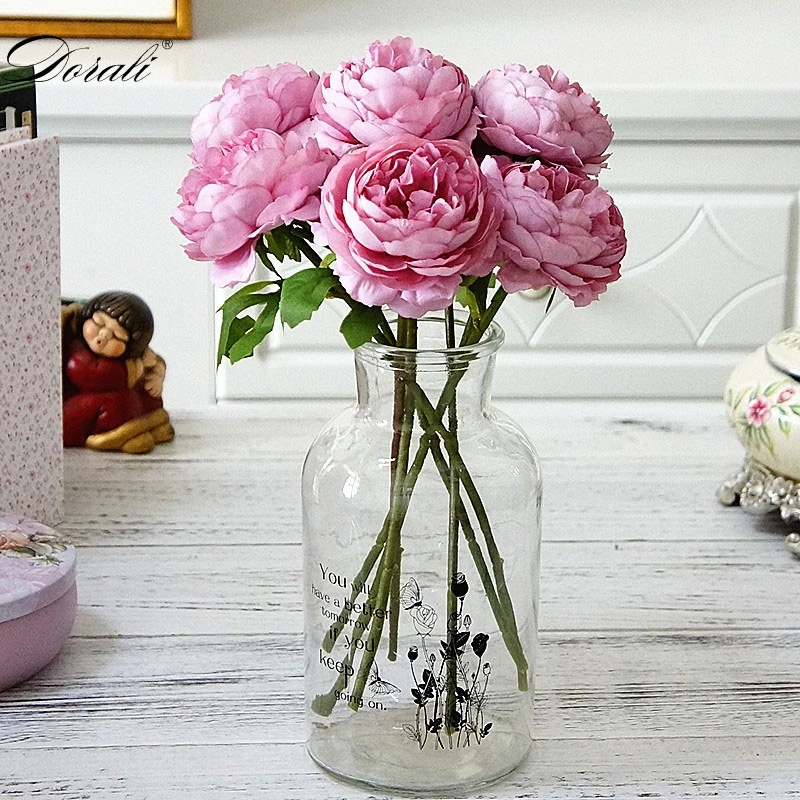 Шелковые Розы белые Искусственные цветы Пион для украшения дома Розовый пион поддельные цветы DIY свадебный Декор стены высокого качества