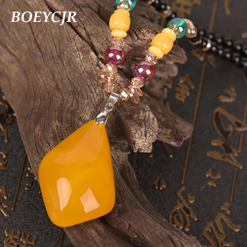 BOEYCJR PANGA-PANGA Wood Beads Necklace Long Chain Handmade Jewelry Resin Ethnic Vintage Pendant Necklace for Men or Women 2019 - Image 3