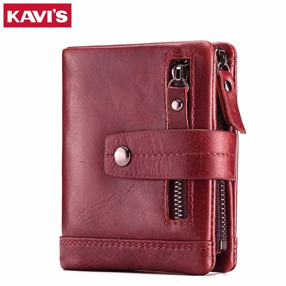 

KAVIS 100% Genuine Leather Women Wallet Female Coin Purse Small and Walet Portomonee Lady Mini Zipper for Girl Vallet Perse Rfid