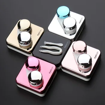 

Square Reflective Cover Contact Llens Case With Mirror Color Contact Lenses Case Container Cute Lovely Travel Kit Box Women