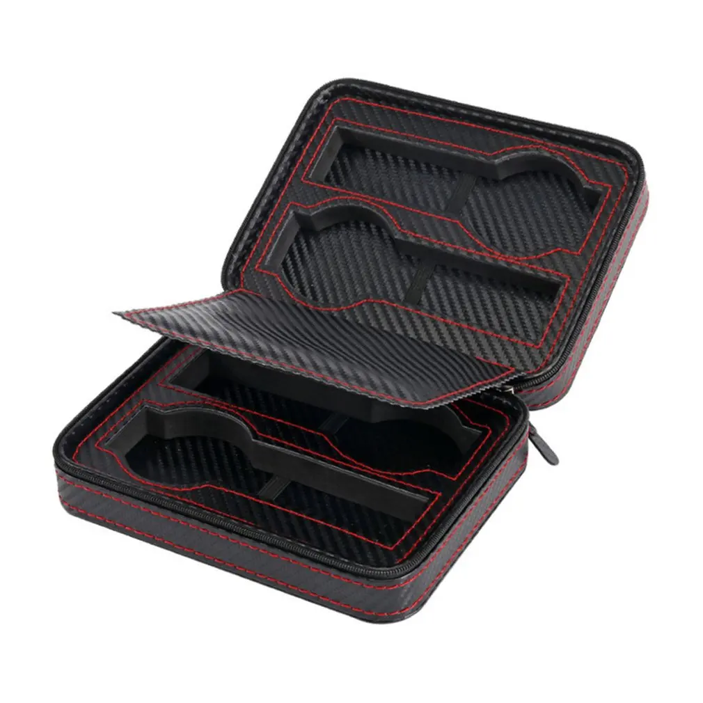 

4/2 Slots Carbon Fibre Watch Box Bag Display Zipper Case Display Storage Portable Travel Holder Case Portable Leather Organizer