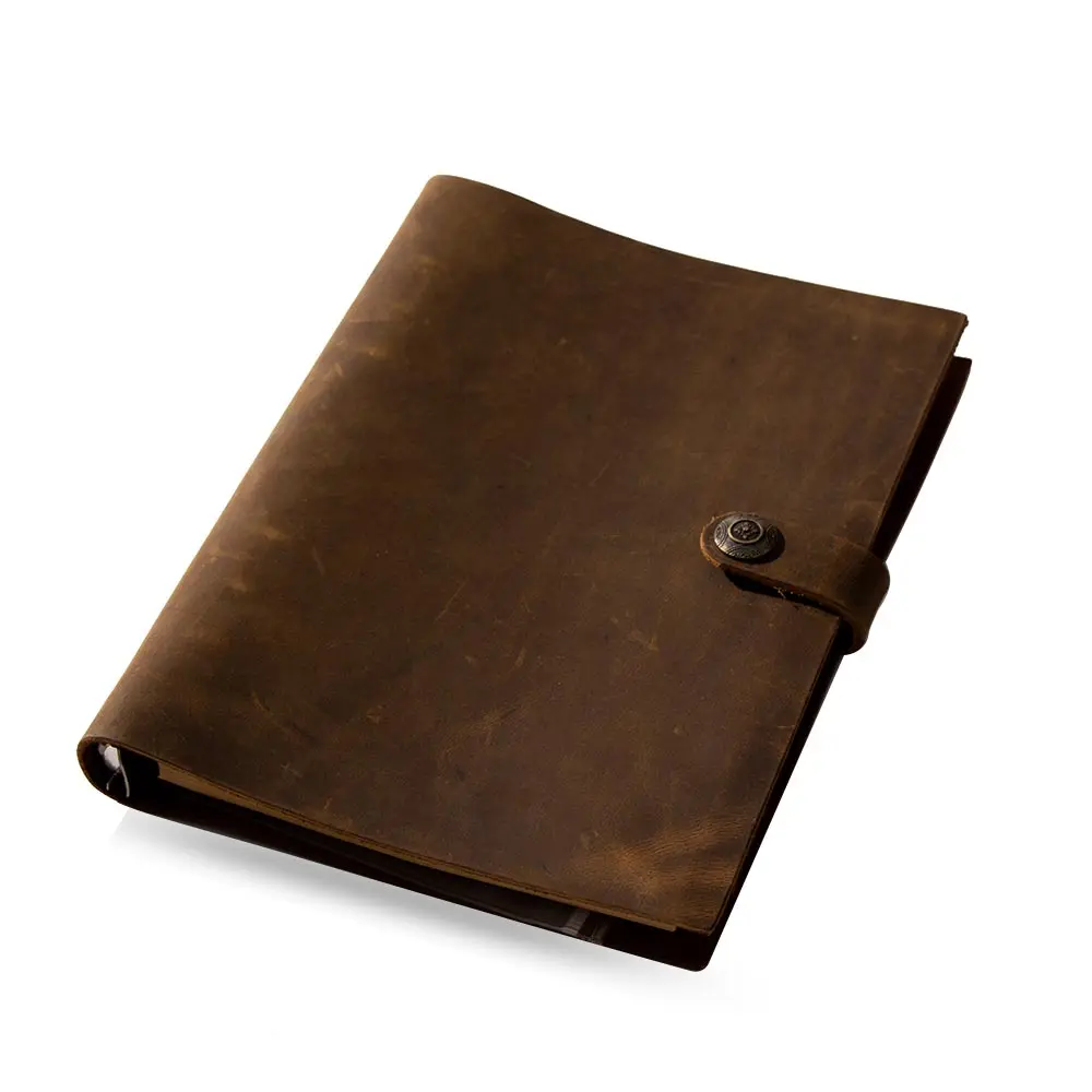 Genuíno Couro Couro Couro Vintage Notebook Livro de Anotações do Viajante Artesanal Planejador de Folhas Soltas Sketchbook Diário Marrom - Imagem 5