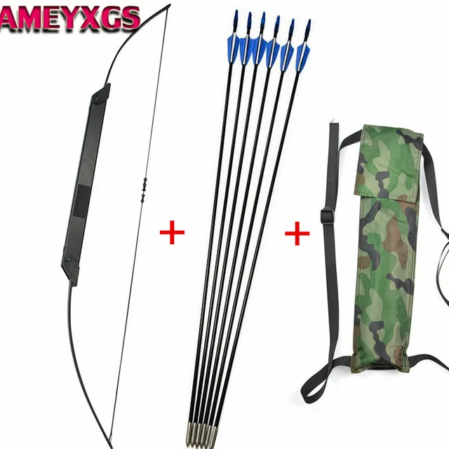 1Set 54" 30 50lbs Folding Recurve Bow Fishing Straight Bow 6pcs