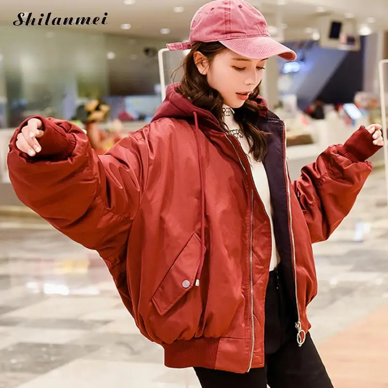 À Grande red D'hiver Off Veste White Parkas blue Taille Réversible Pardessus Nouvelle Mode 2018 claret Survêtement Femelle Capuchon Coton Lâche Épaissir Femmes Rembourré pBg8PP