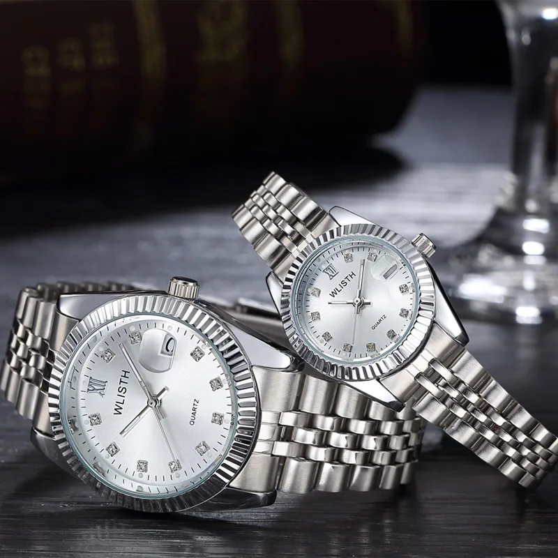 Couple watch ladies waterproof high-end luminous calendar gold watch fashion men's student watch female male models wrist watch