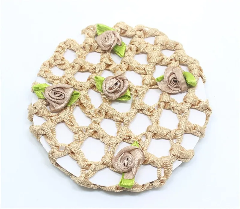 

20PCS/lot 10CM Fashion Women Hair Snood Hairnet Mesh Crochet Hair Bun Cover Ponytail Stretch Floral Hair Snood for Women