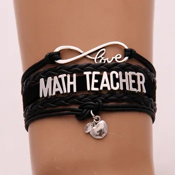 

(10pcs/lot) Infinity Love MATH TEACHER Bracelet Apple Pendant Career Gift For Women Men Handmade Bracelets & Bangles Jewelry