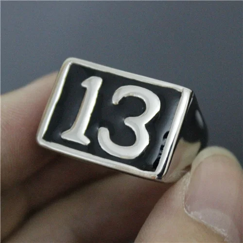 Новое поступление модное байкерское кольцо 316L из нержавеющей стали серебряное черное кольцо Luckly 13