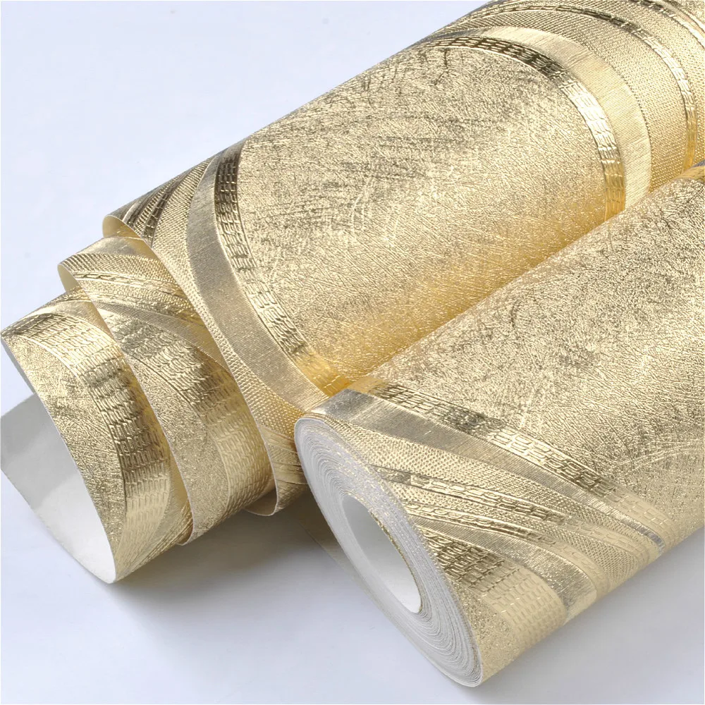 Роскошная фольга Серебряная/золотая металлическая настенная бумага для стен в рулоне металлическая Серебряная настенная бумага Геометрическая полосатая настенная бумага - Цвет: A07901