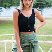 White Ribbed Tank Top Women Casual Sleeveless Buttons Up Basic Crop Top Button Streetwear Cami Top crisscross strappy crop cami top