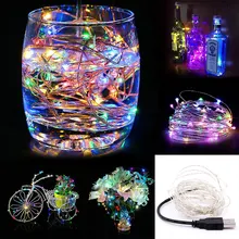 2 м 5 м 10 м светодиодный Медный провод шнура светильник с бутылкой фиксаторы уход за кожей лица маска для Стекло Craft бутылка пива Волшебные украшения на День святого Валентина, свадьбу лампа Вечерние