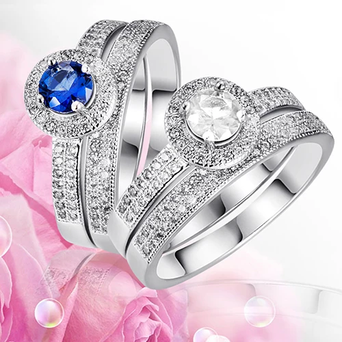 Womens 2 Pcs Zircon Wedding Engagement Couple Promise Rings Setcouples promise rings sets