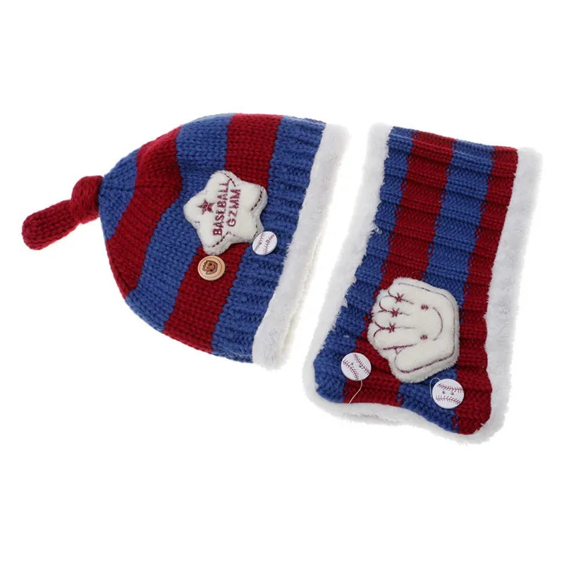 Дети унисекс вязаные шапки шарф Набор милый зимняя теплая шапочка шарф с капюшоном Новые