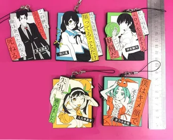 

5pcs/lot Nisemonogatari Oshino Shinobu Sengoku Nadeko Original Japanese anime figure rubber mobile phone charms keychain/strap