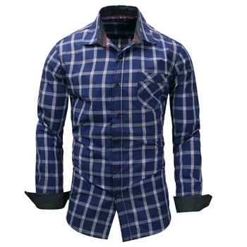 

Men Shirts Spring Autumn Men's Casual Long Sleeve Plaid Shirt Fashion Handsome Slim fit Shirt Tops Male European size Shirts