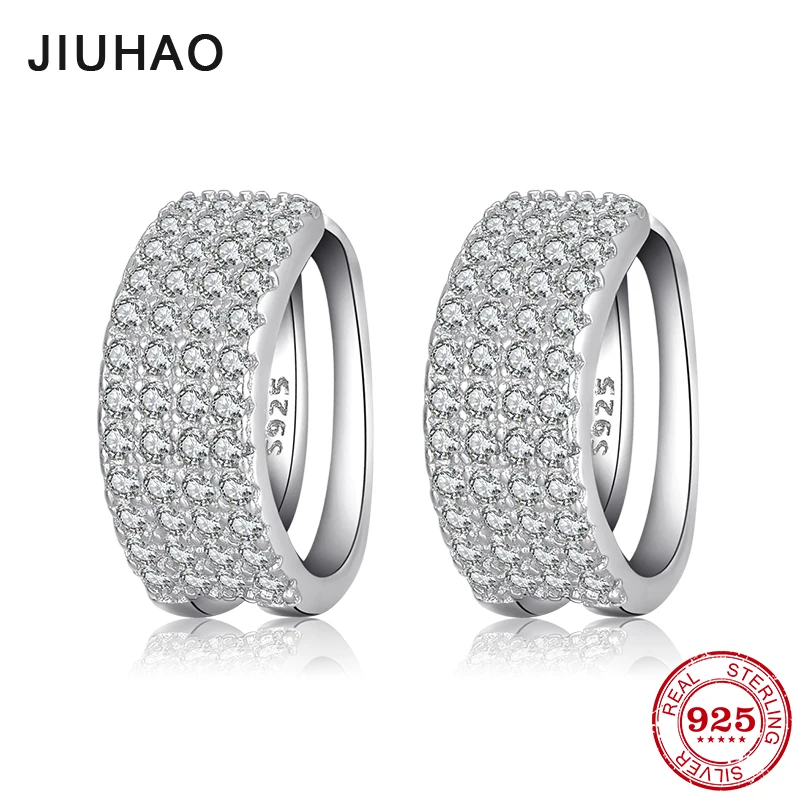 

New 100% Authentic 925 Sterling Silver Glistening Clear CZ for Women gift Fashion Stud Earrings luxury Party Jewelry 2018