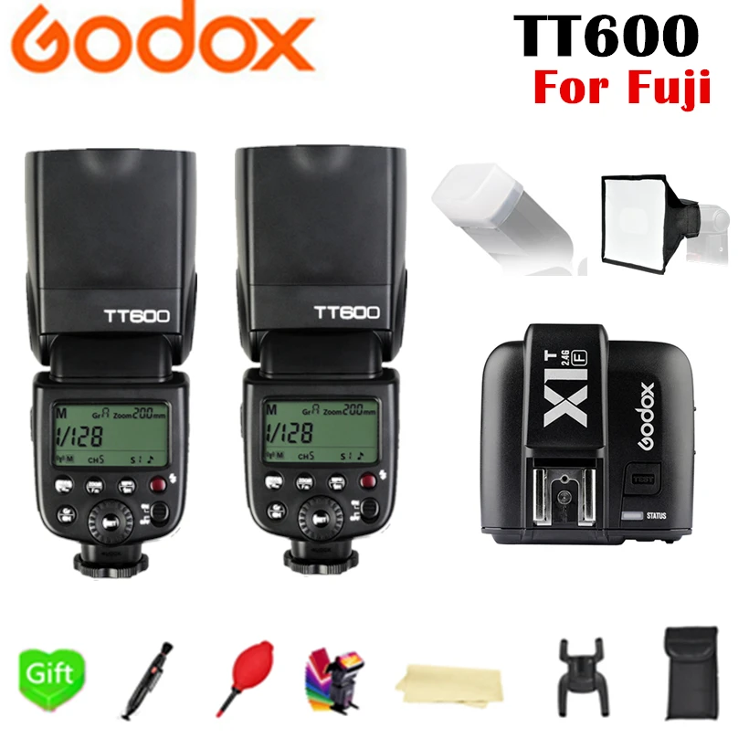 

2X Godox TT600 TT600S GN60 2.4G Wireless X System TTL HSS Flash Speedlite + X1T-F Transmitter Trigger for Fujifilm Fuji Camera