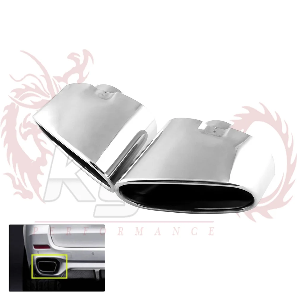 1 Pair Exhaust Dual Tail Pipe Stainless Steel Muffler Tip for BMW X5 E70 00 16 Chrome TP083tips