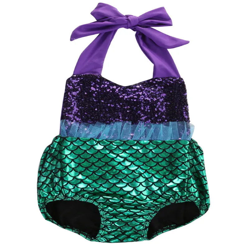 Girl Halter Backless Bodysuit Babies Mermaid Bodysuits Toddler Baby