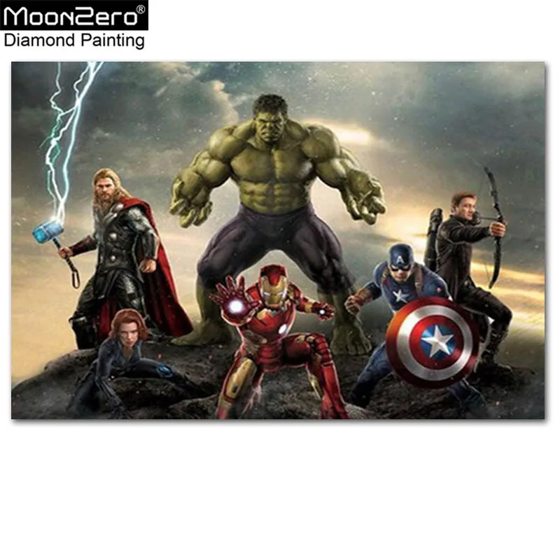 New 5D DIY Full Drill Cartoon Diamond Painting Cross Stitch The Avengers Superman Hulk kit Mosaic Embroidery Child Gift | Дом и сад