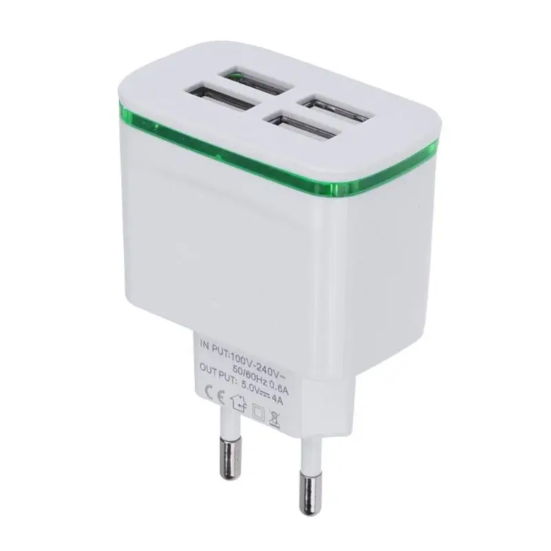 

Universal USB Quick Charger Mini Portable 4 USB EU US Lighten 3A Multi-Head Fast Charger easy to carry for Smartphone