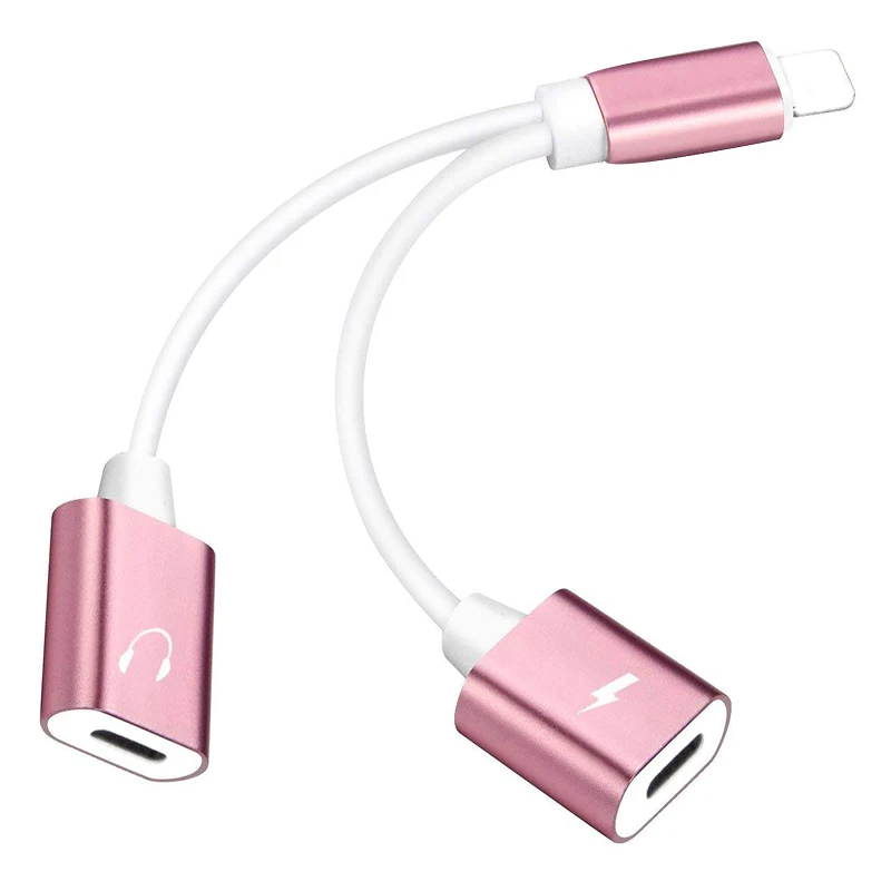 Koop Dual Hoofdtelefoon Adapter voor iphone Lightning Audio Jack Muziek Opladen Voor iphone 7 8 Plus X voor IOS 12 Charger Adapter converter