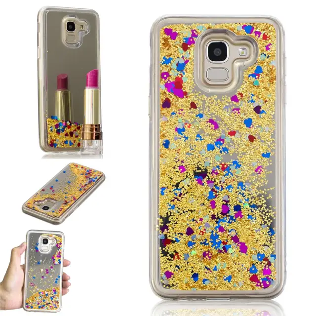 Samsung J6 Plus Back Cover For Girl For Samsung Galaxy J6 2018 Case Liquid Quicksand Bling Glitter
