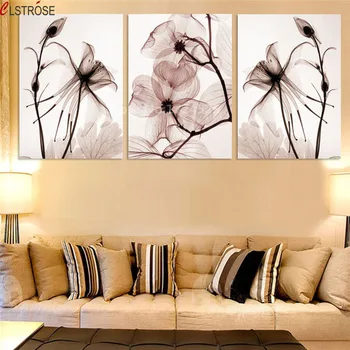 

CLSTROSE 3 Pieces Of Hot Sell Clear Flowers On Canvas Painting Modern Home Decor For Living Room Painting On The Wall Unframed